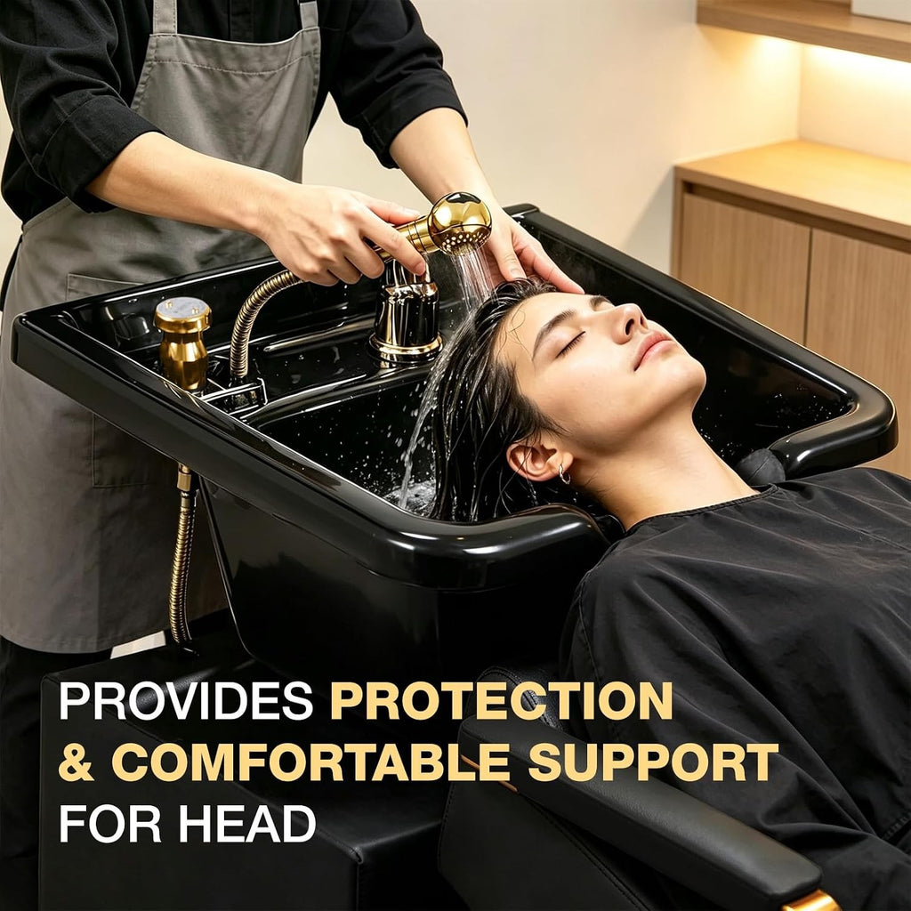 Wall Mounted Shampoo Bowl Sink with Faucet Spray & P-Trap for Salon