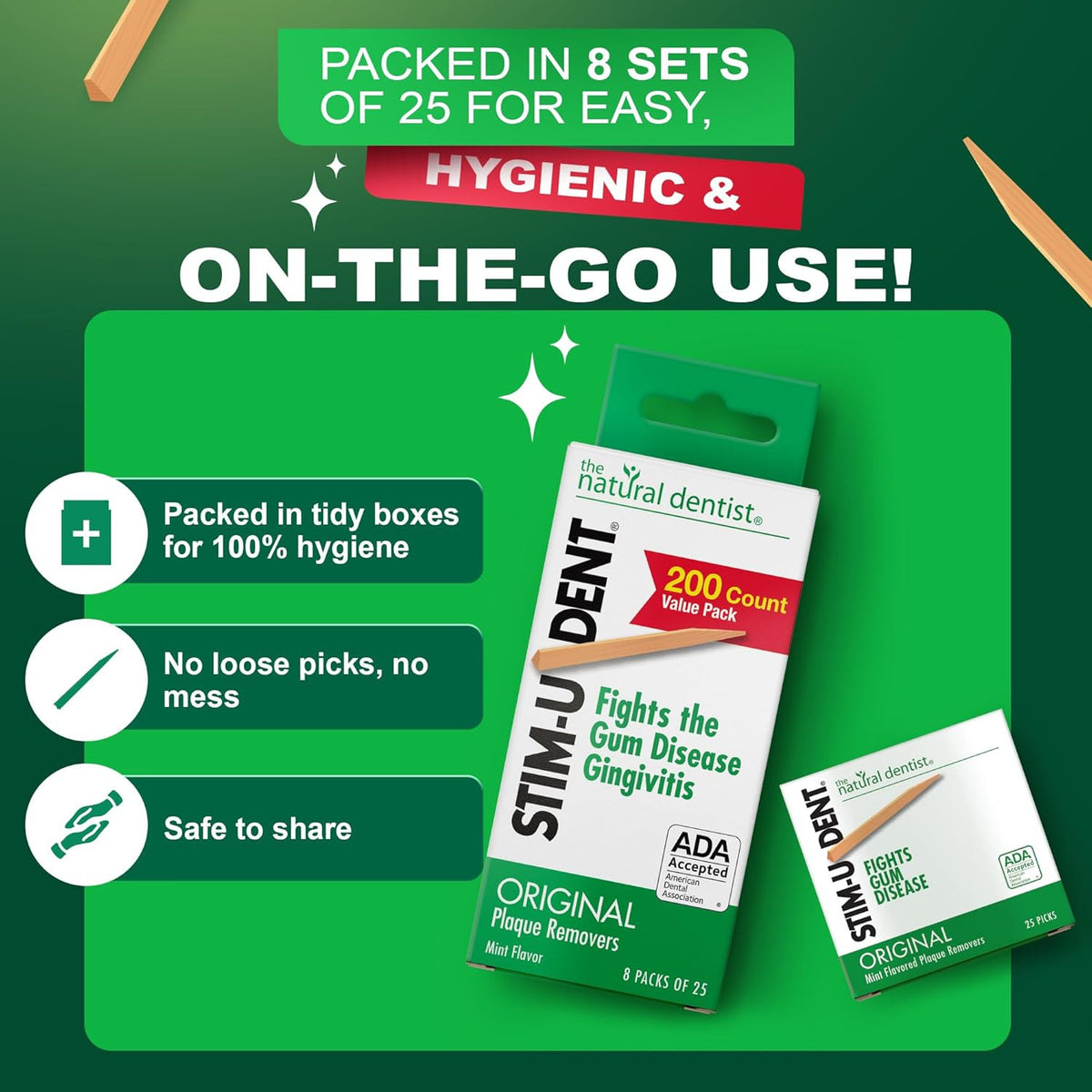 Dental Picks Mint Floss Picks for Oral Hygiene, Wooden Toothpicks for Food