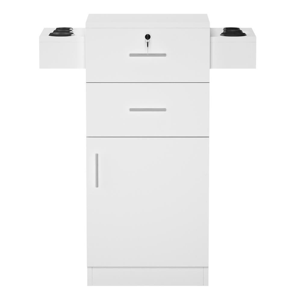 Lockable Salon Styling Station Cabinet with Large Storage & Tool Holders