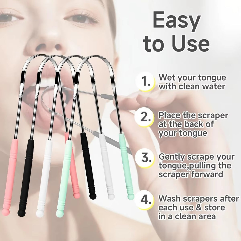 Stainless Steel Tongue Scraper for Fresh Breath Oral Care - Durable & Portable