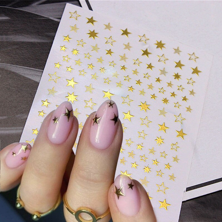 Waterproof 3D Nail Art Stickers Decal Set - Butterfly, Heart, Letters, Gold