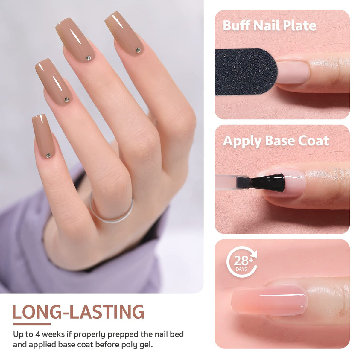 Poly Gel Nail Kit with UV Light Starter Set - 6 Colors for DIY Manicure