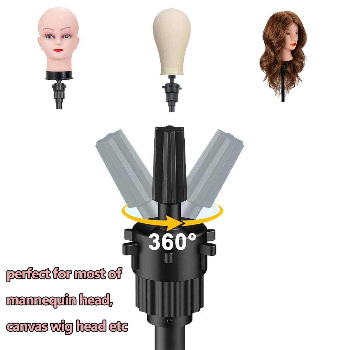 Adjustable Wig Head Stand Tripod for Cosmetology & Hairdressing