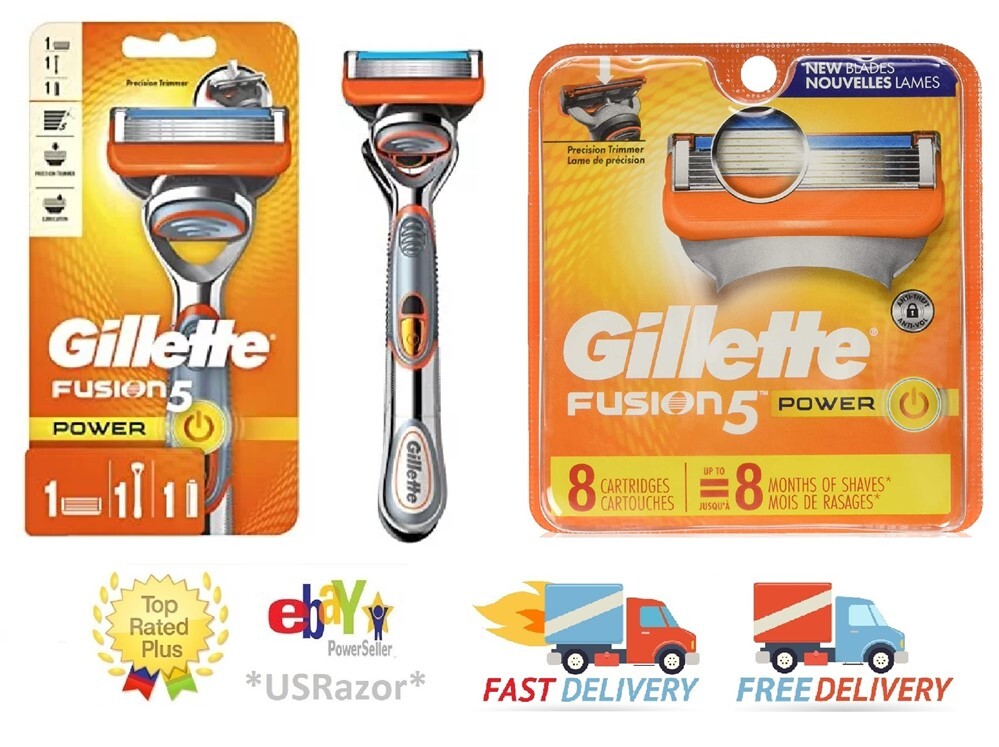 Gillette Fusion Power Razor Blades Refill Pack with Handle & Battery - 9 Count