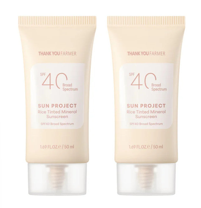 Thank You Farmer Mineral Sunscreen SPF 40 - 1.69 Fl Oz, 2-Pack, Reef Friendly, Lightweight