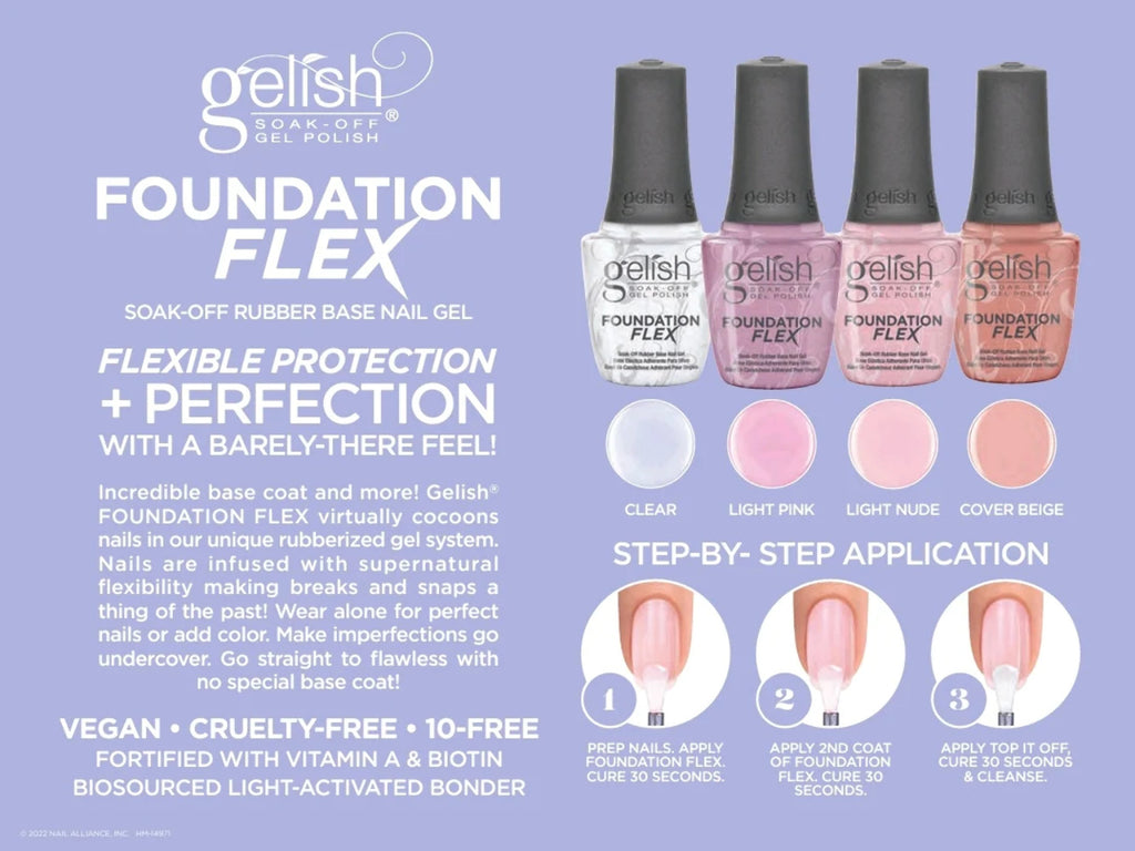 Gelish Brush-On Foundation Flex Gel Light Nude 15ml - Flexible Rubber Base Nail Gel