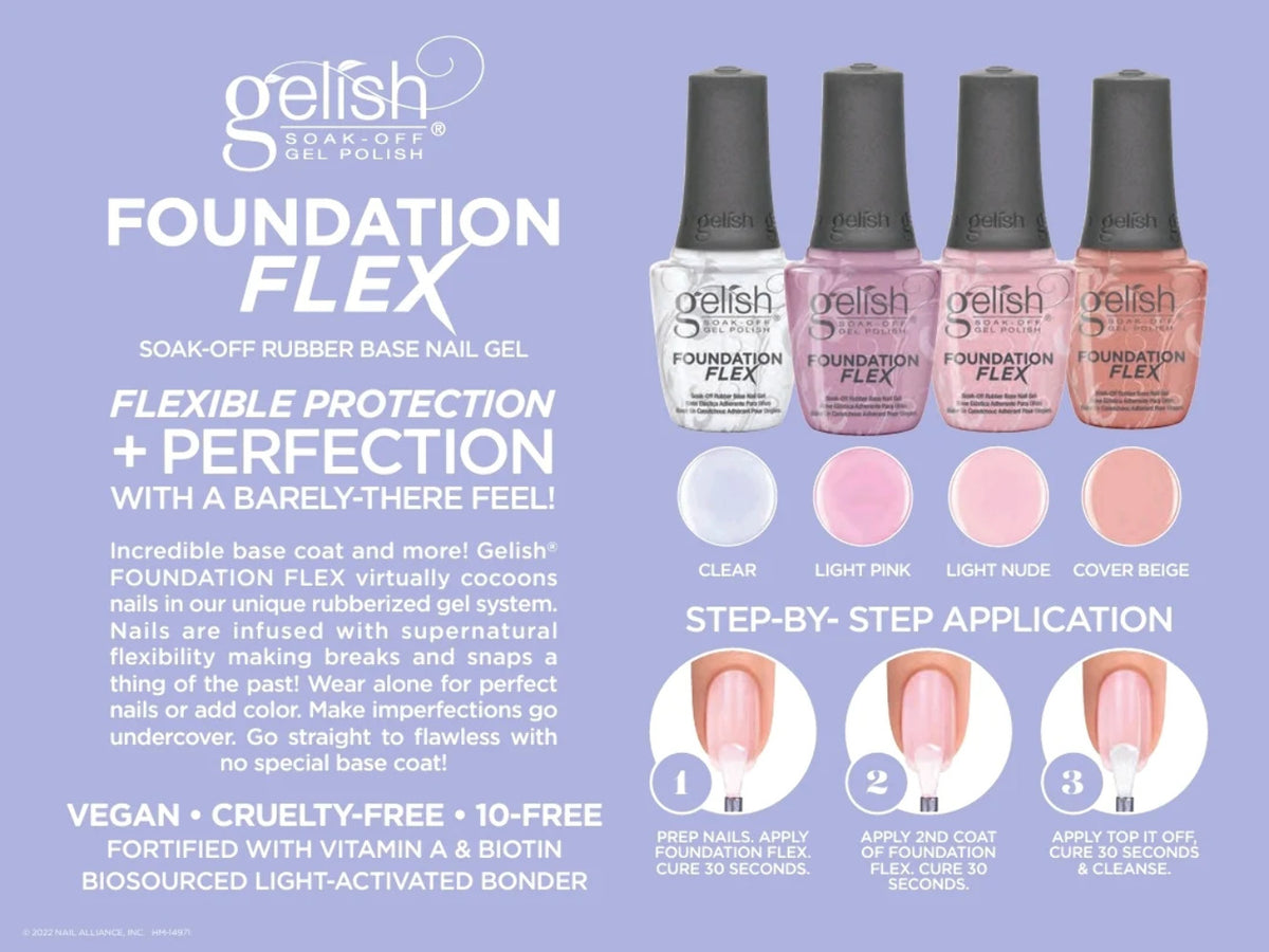Gelish Brush-On Foundation Flex Gel Light Nude 15ml - Flexible Rubber Base Nail Gel