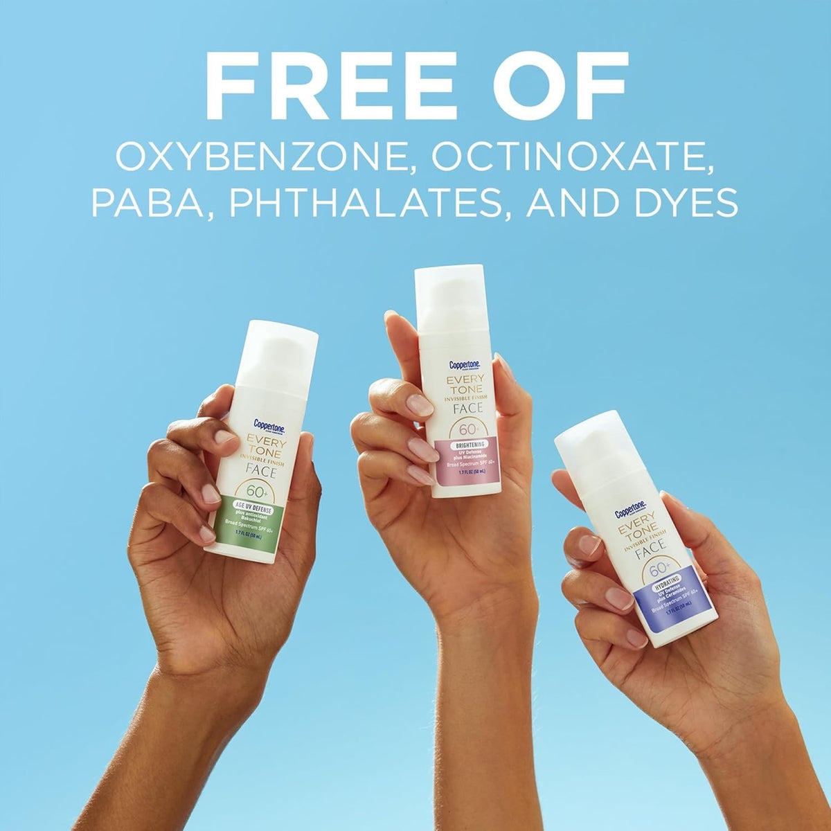 SPF 60+ Face Sunscreen with Invisible Finish and Antioxidant Bakuchiol - 3 Pack