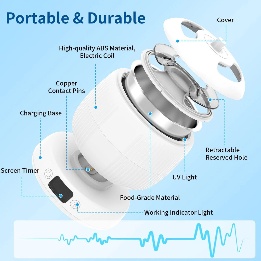Ultrasonic Retainer and Denture Cleaner Machine - Portable Jewelry & Mouth Guard Cleaner