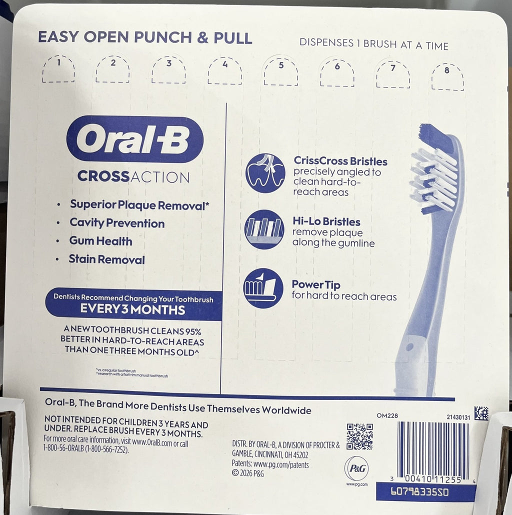 Manual Toothbrushes Soft Bristles Deep Clean 8 Pack - Oral-B CrossAction