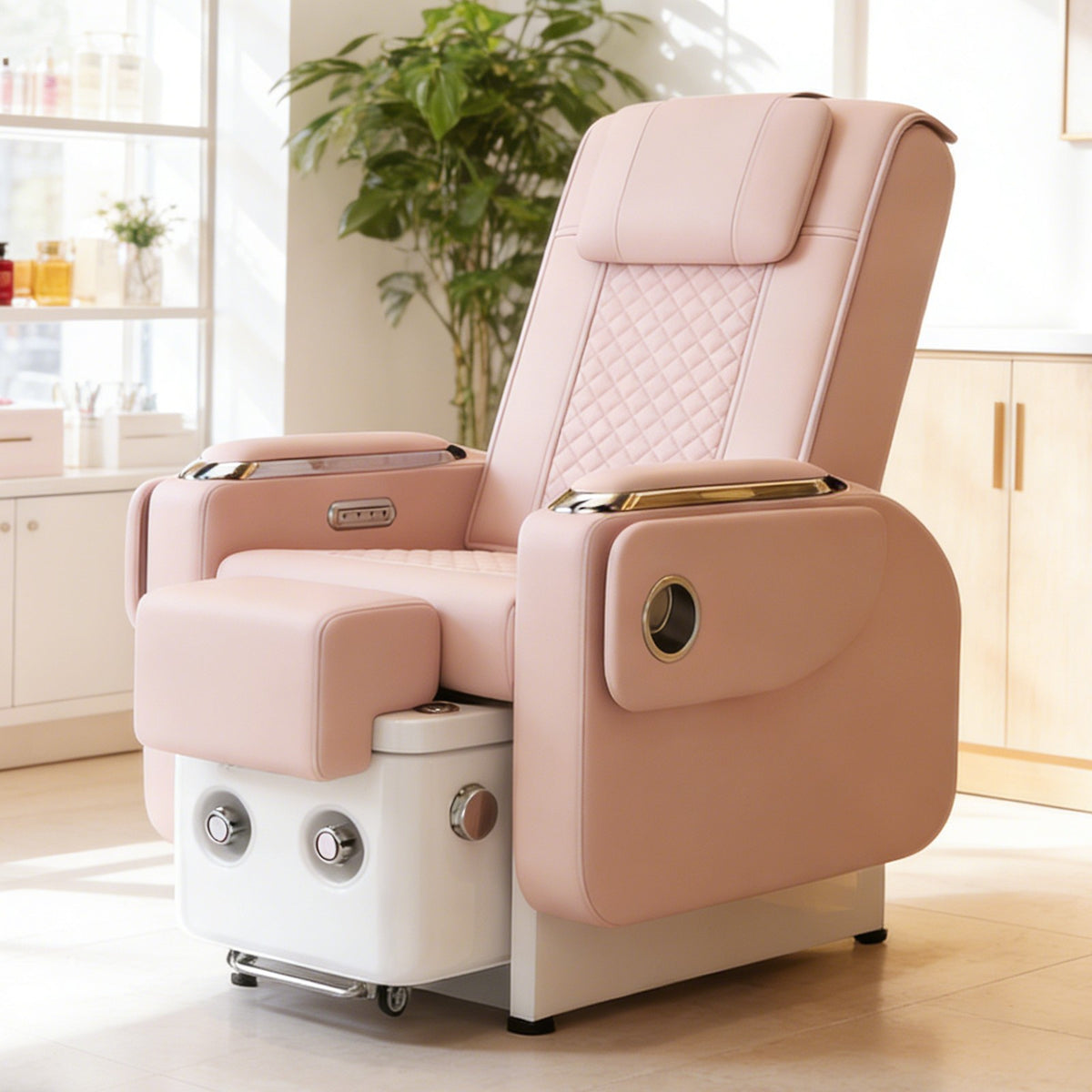 Reclining Pedicure Spa Chair with Massage & Foot Basin - Salon & Spa