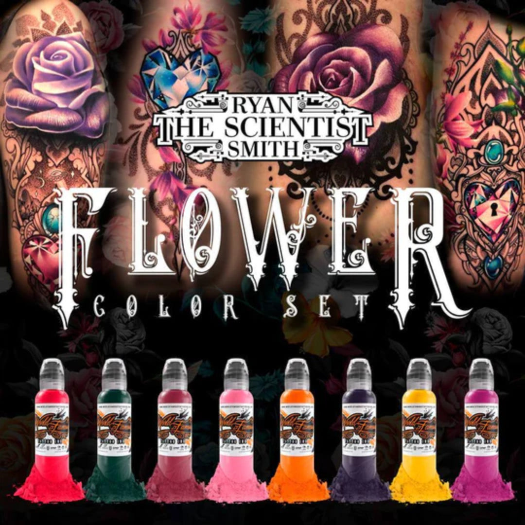 World Famous Tattoo Inks 8 Bottle Flower Set by Ryan Smith