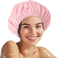 Waterproof Double Layer Shower Cap for Women - Reusable Hair Protector