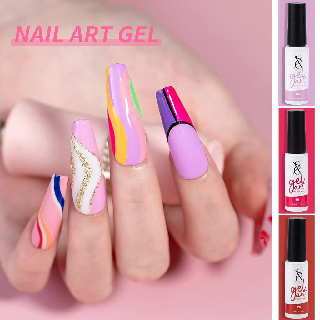 24-Color Gel Nail Art Liner Set with Brush - Precision, Vibrant Colors
