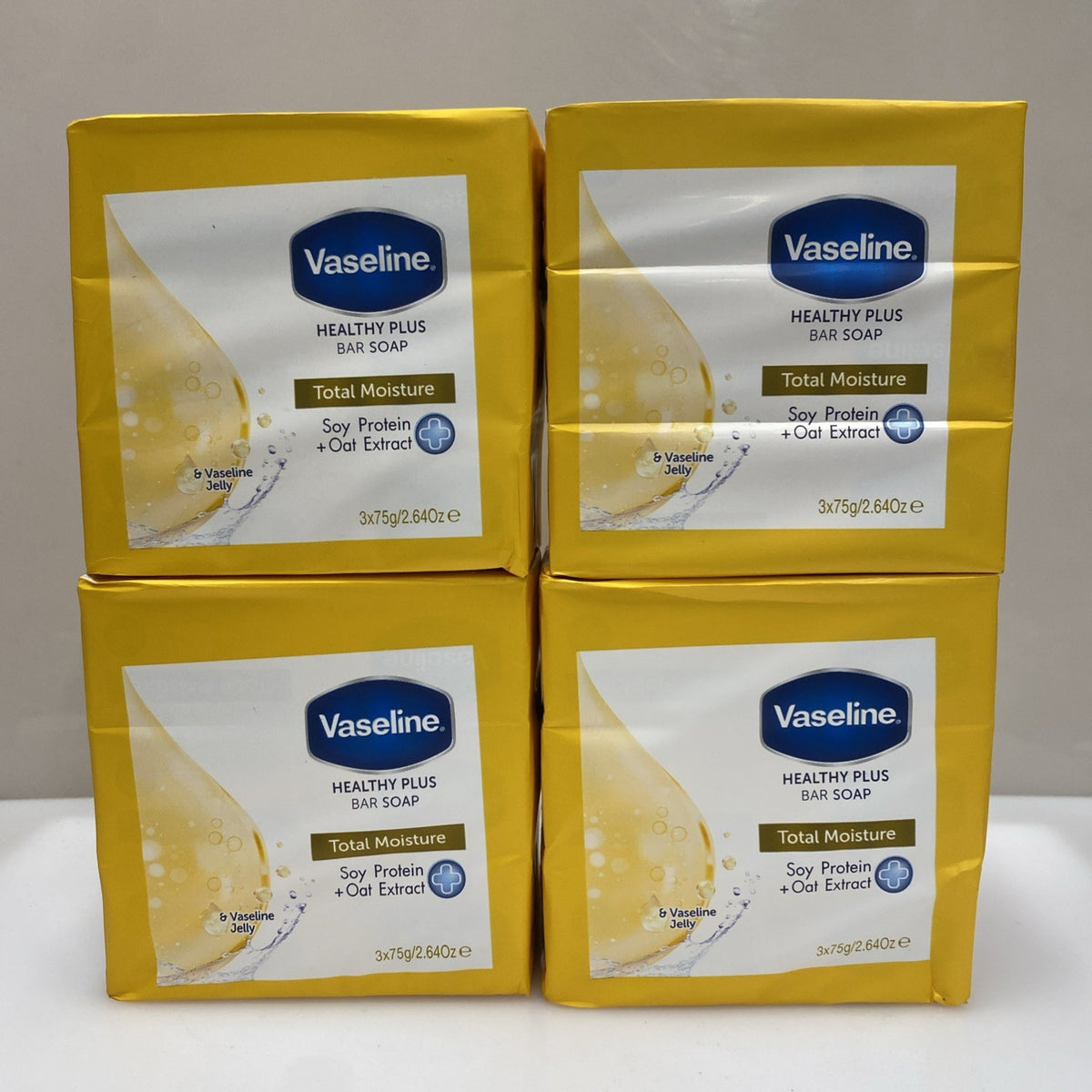 Vaseline Healthy Plus Soy & Oat Moisturizing Bar Soap - 12 Bars, 4 Pack