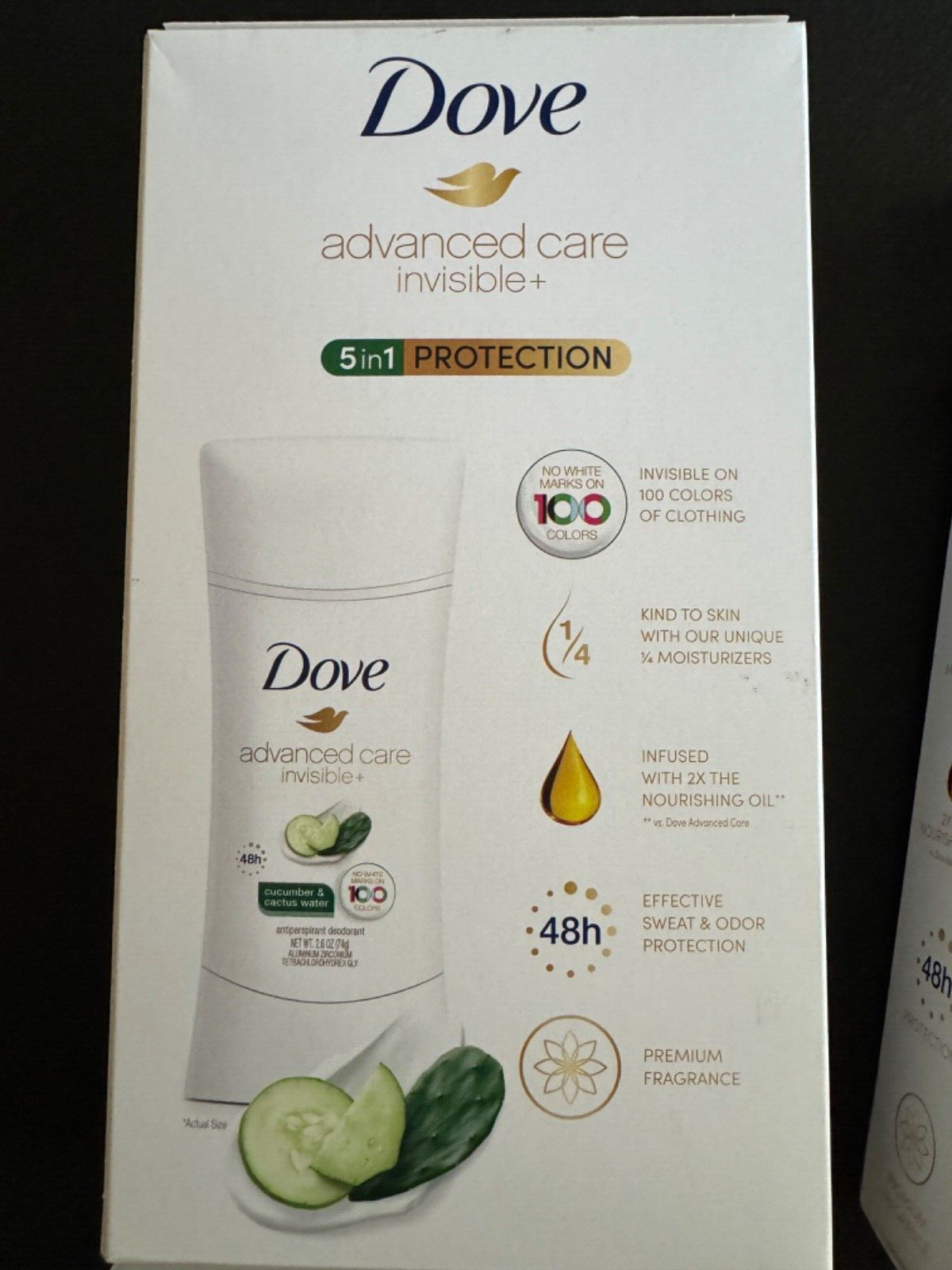 Dove Advanced Care Invisible+ Antiperspirant Deodorant Cucumber & Cactus 4 Pack