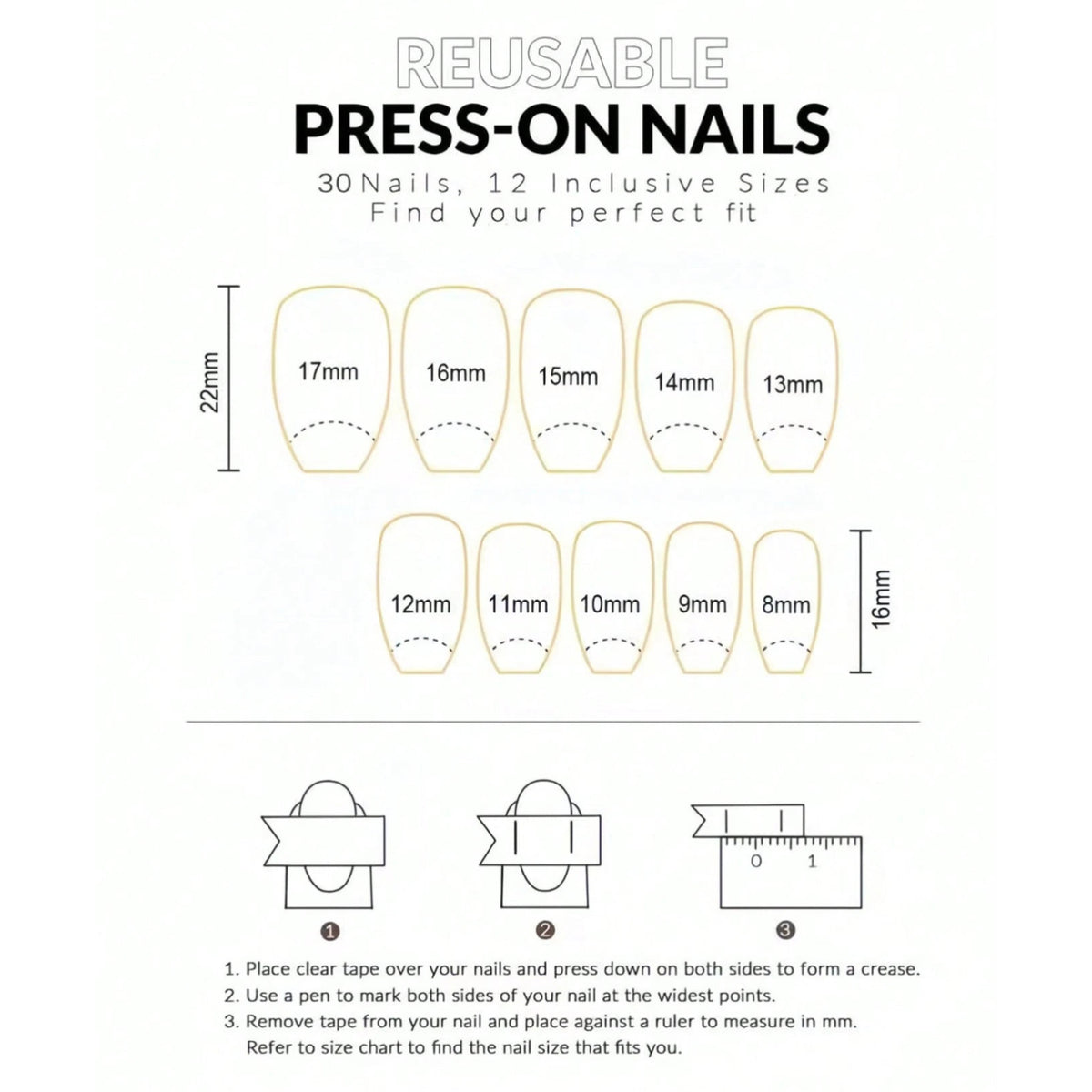 Halloween Press-On Nails Set - Bat Ghost French Gradient Mid-Length Fake Nails