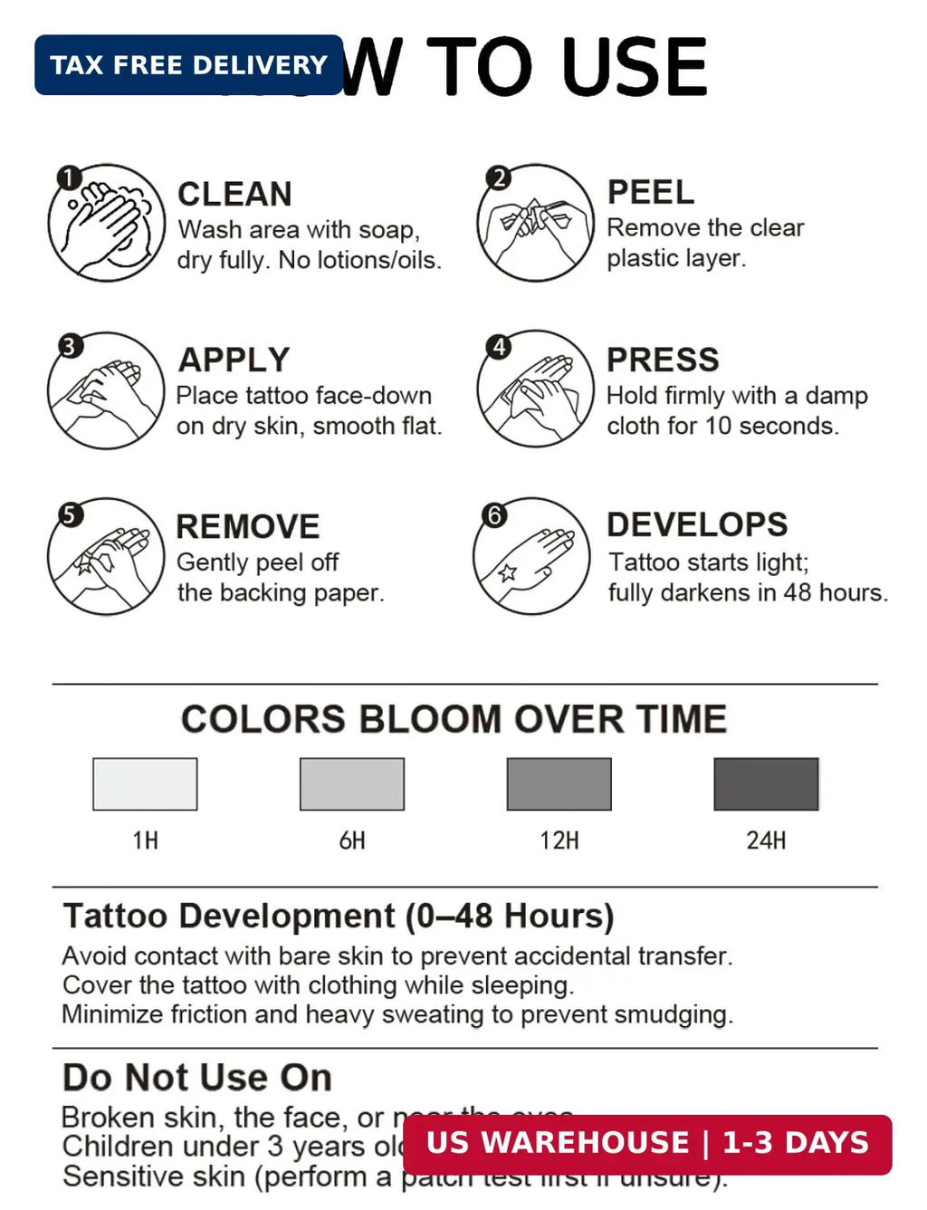 Semi-Permanent Tattoo Sheets for Women - 1–2 Week Waterproof Body Art
