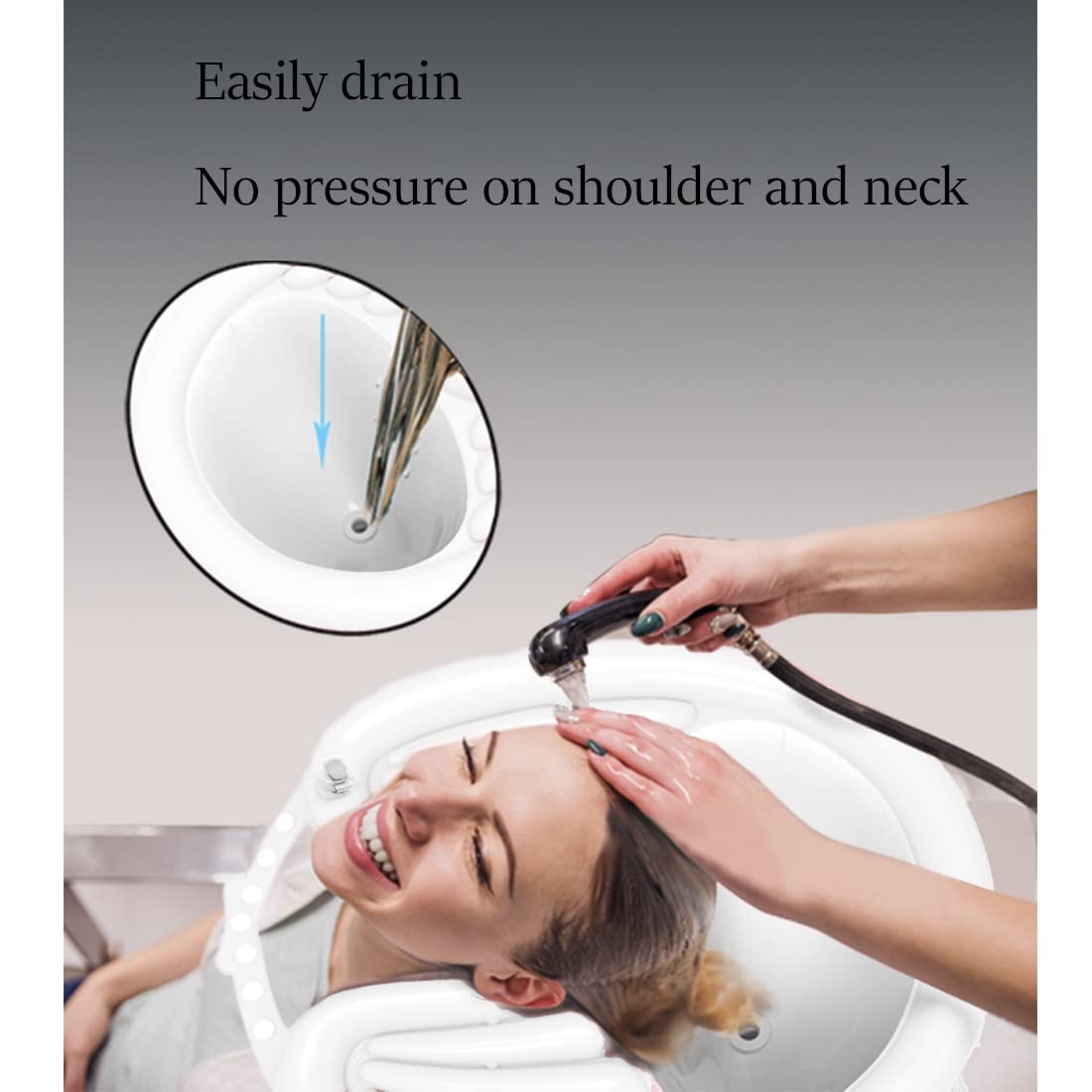 Portable Inflatable Shampoo Basin for Bedridden, Seniors, Handicapped - Includes Air Pump