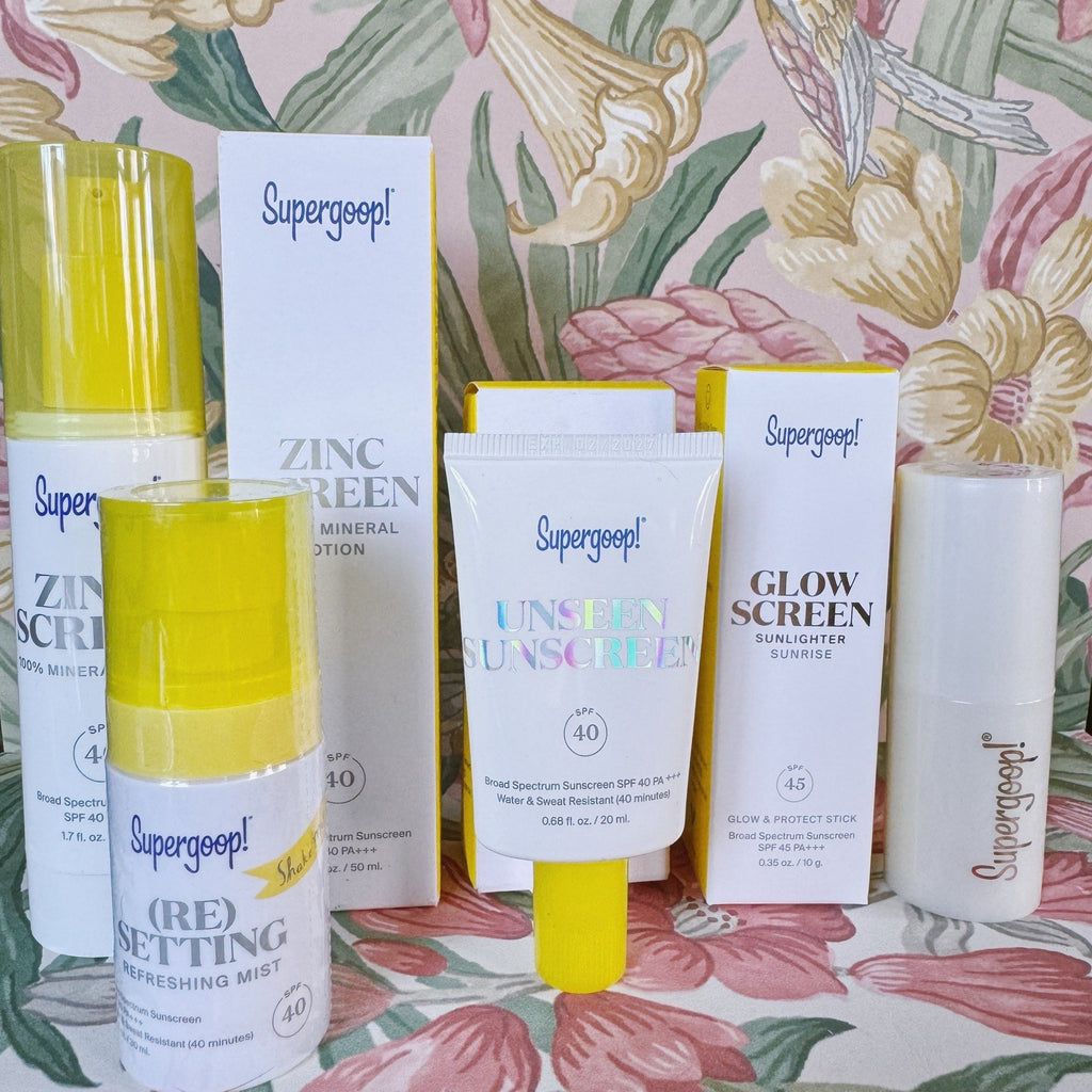 Supergoop Sunscreen Bundle with Unseen Zincscreen Glowscreen & Setting Mist