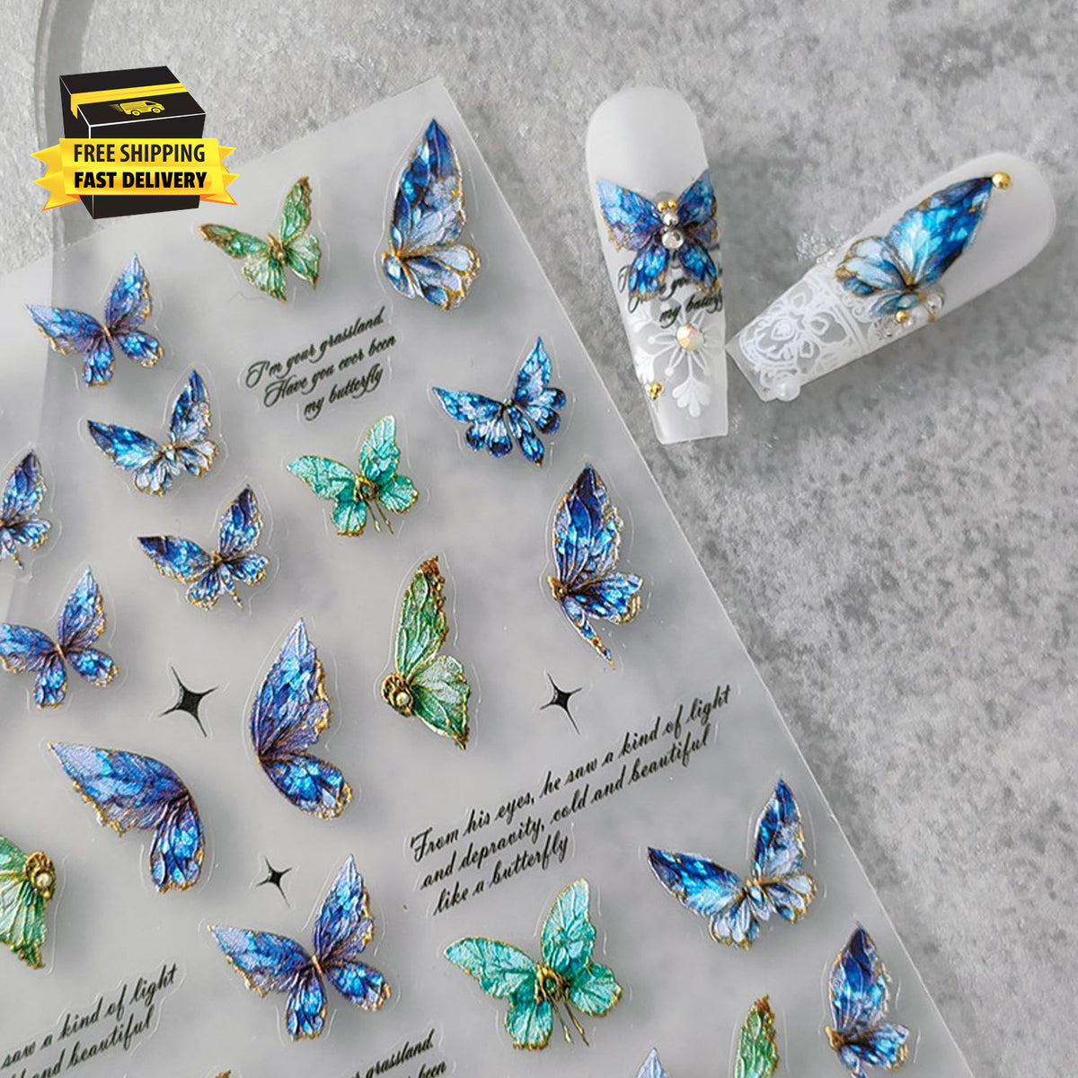 Self-Adhesive 5D Embossed Butterfly Nail Art Stickers for Manicure