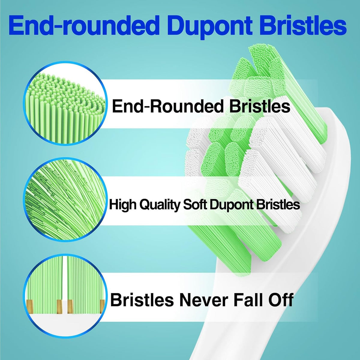 10 Pack Replacement Toothbrush Heads for Sonicare Click-On Handles - Compatible with 2 Series, DiamondClean, PowerUp & More