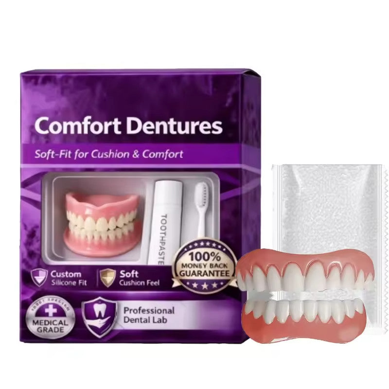 Moldable Silicone Cosmetic Denture Set for Smile Enhancement - Upper & Lower