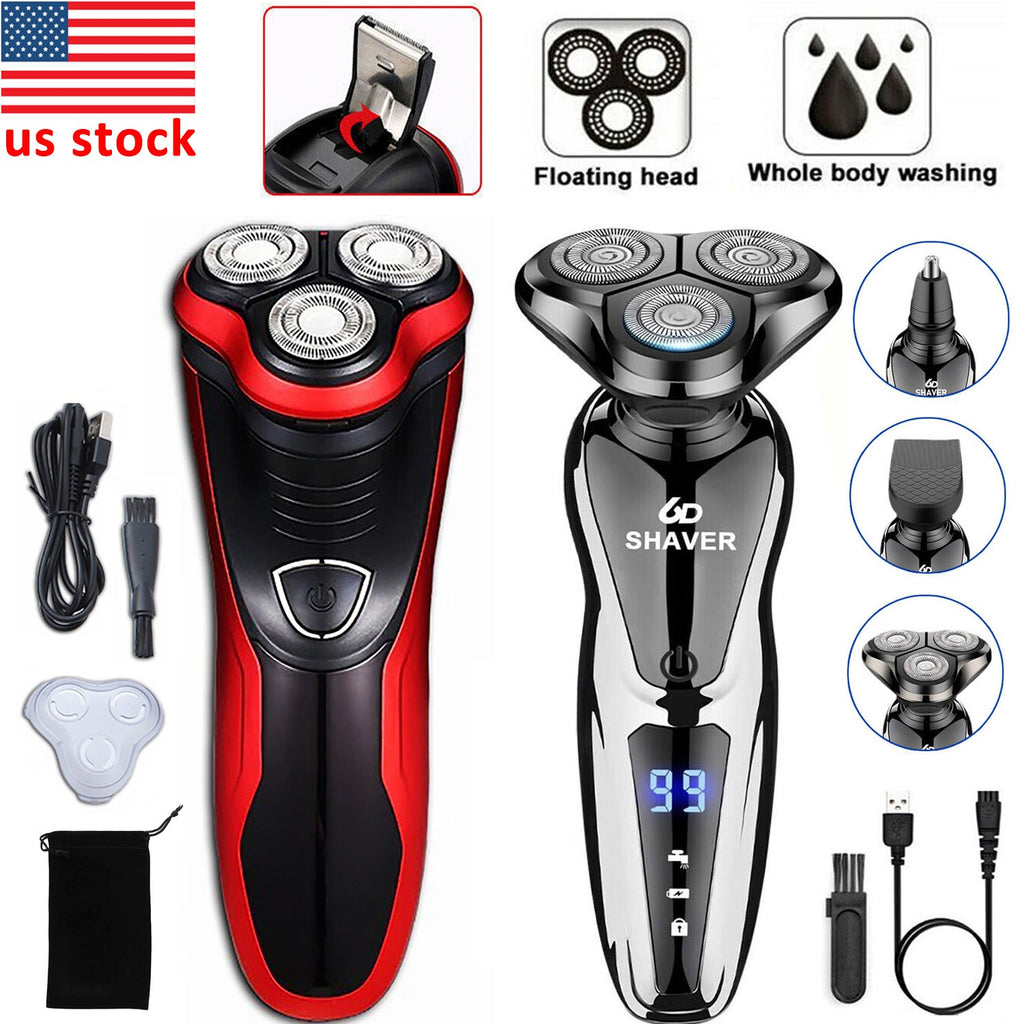 Men Waterproof Rotary Electric Shaver and Trimmer - Cordless Wet Dry 3D Shaving