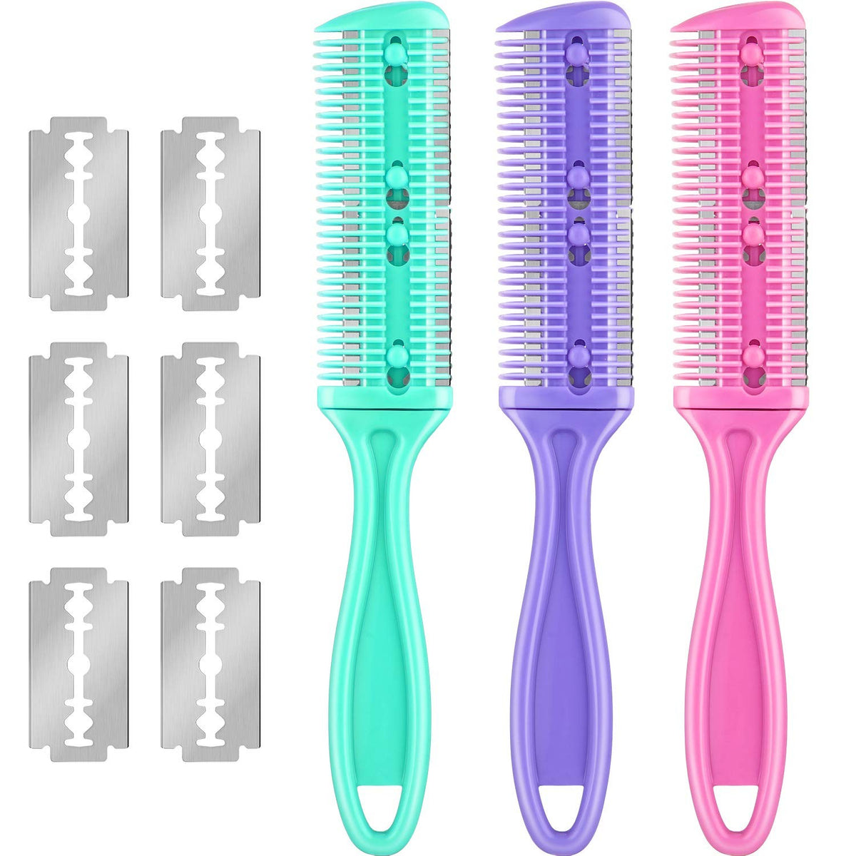 Hair Cutting Comb Set with Double-Edge Thinning and Cutting Combs