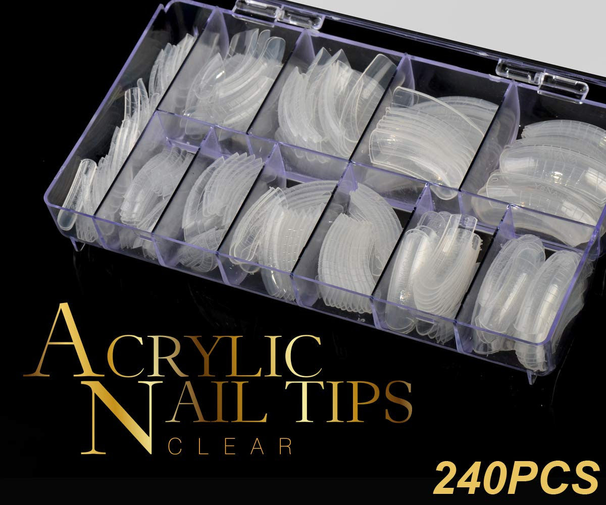 240PCS Nail Forms for Poly Gel UV Gel - 12 Size Full Cover Nail Mold Set