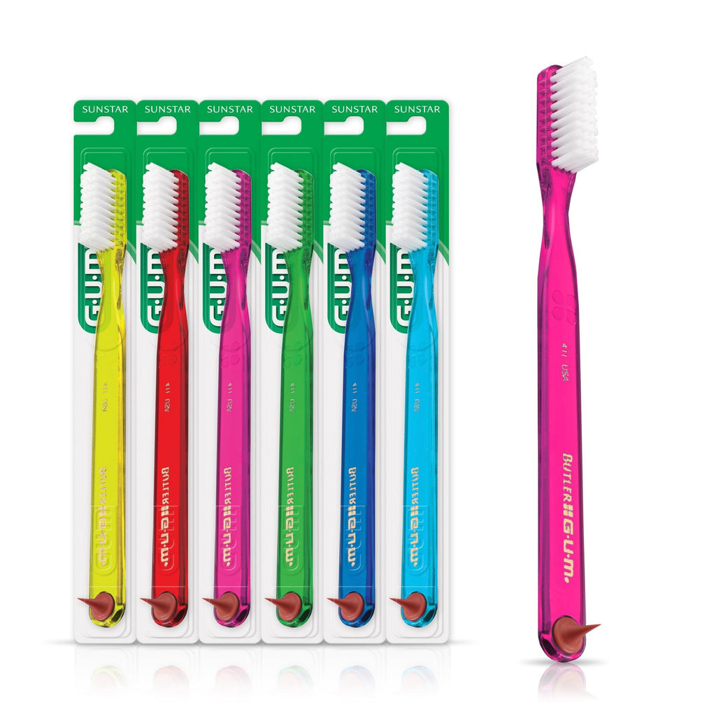 Soft Toothbrush with Rubber Tip Dental Pick - Full Head 6 Pack