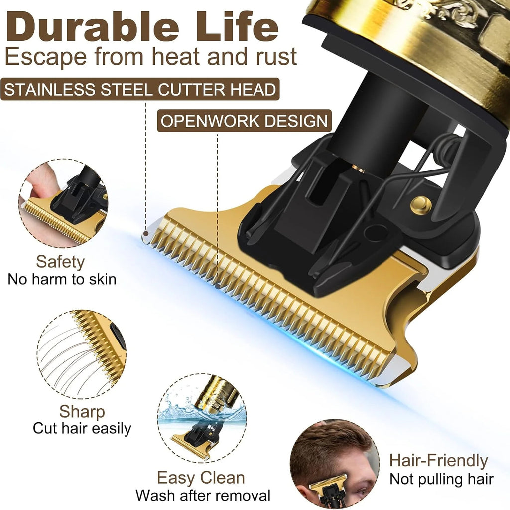 Cordless Rechargeable Hair & Beard Trimmer for Men - Professional Grooming Kit