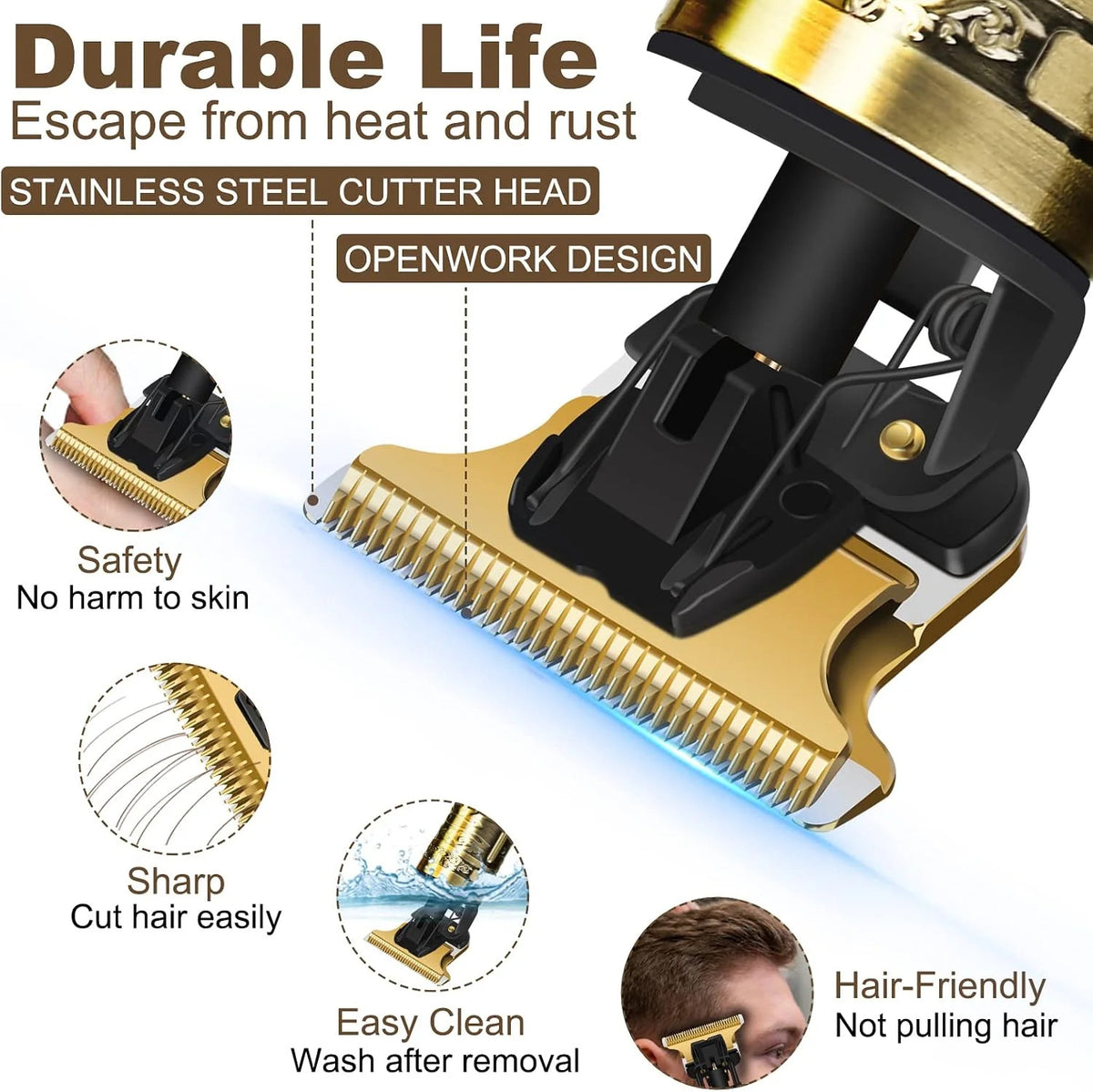 Cordless Rechargeable Hair & Beard Trimmer for Men - Professional Grooming Kit