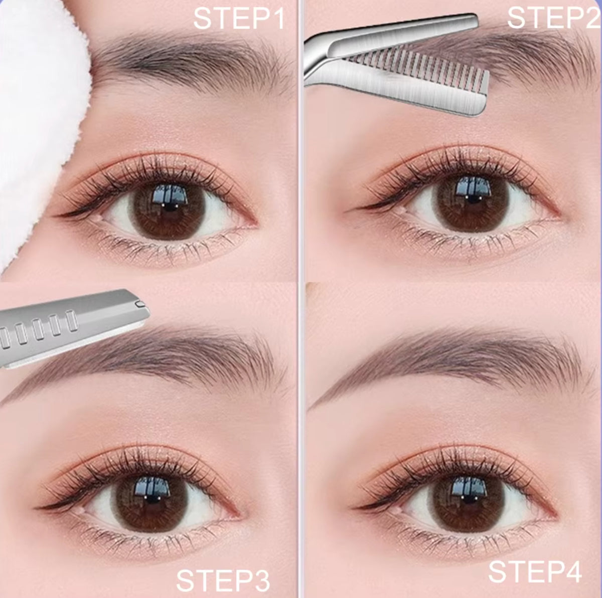Precision Stainless Steel Eyebrow Trimmer Scissors with Comb - Grooming Tool