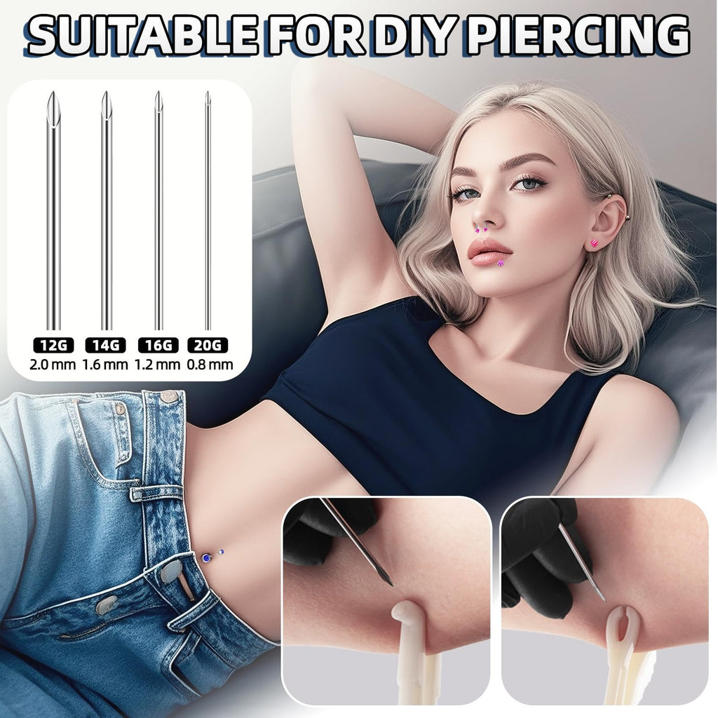 99 Piece Body Piercing Kit - Stainless Steel Jewelry & Tools 12G 14G