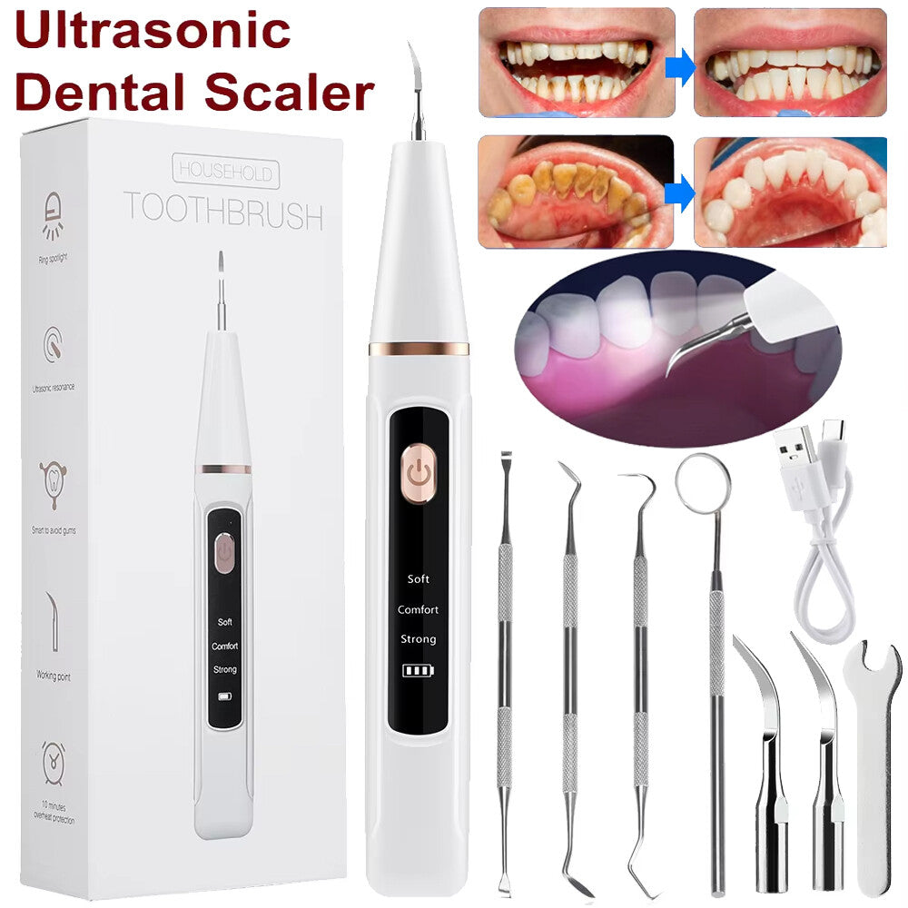 Ultrasonic Tooth Cleaner Tartar Remover with LED Light for Dental Hygiene