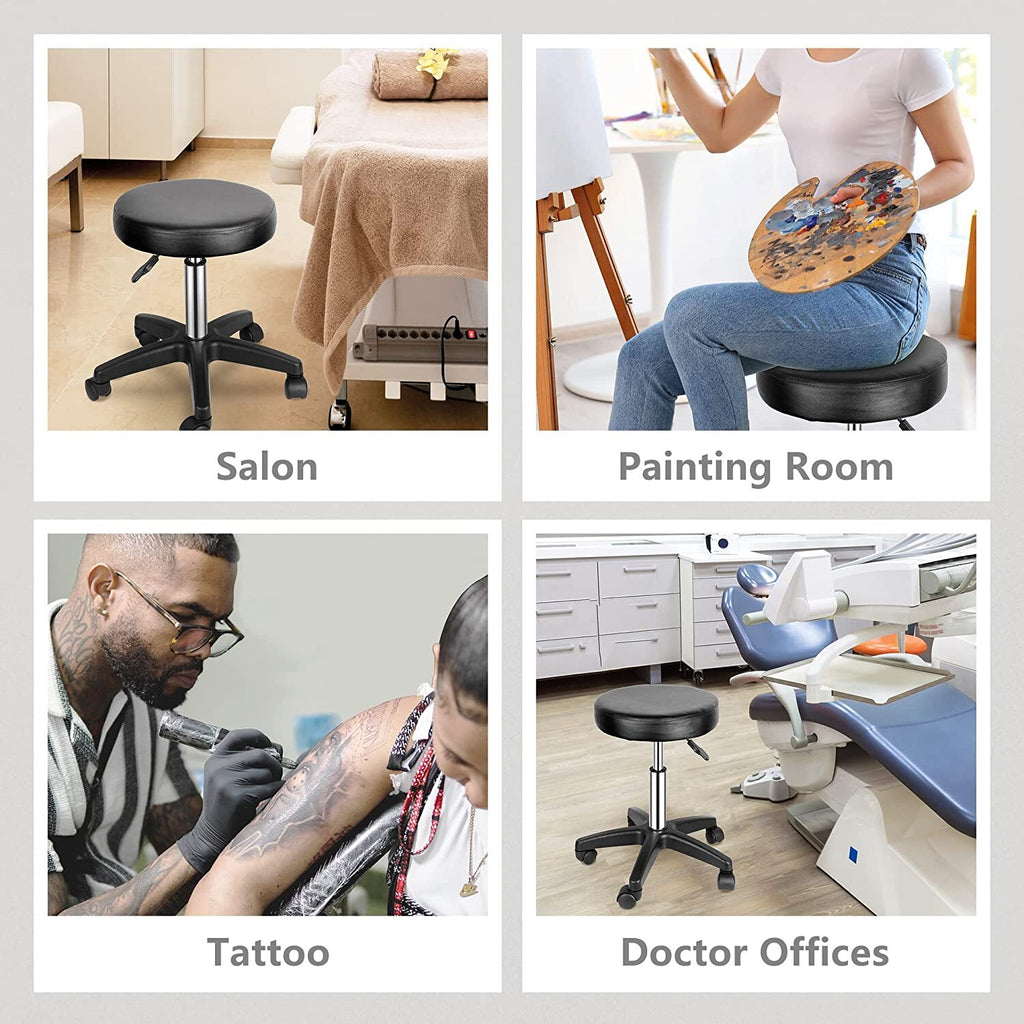 Adjustable Hydraulic Swivel Salon Stool Chair PU Leather Seat for Beauty & Tattoo