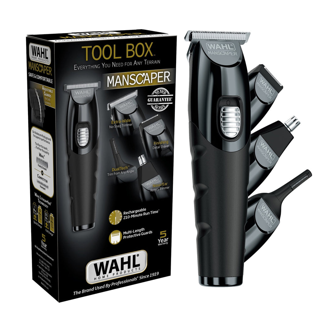 Rechargeable Men's Trimmer Kit with Attachments - Face, Body & Nose Grooming