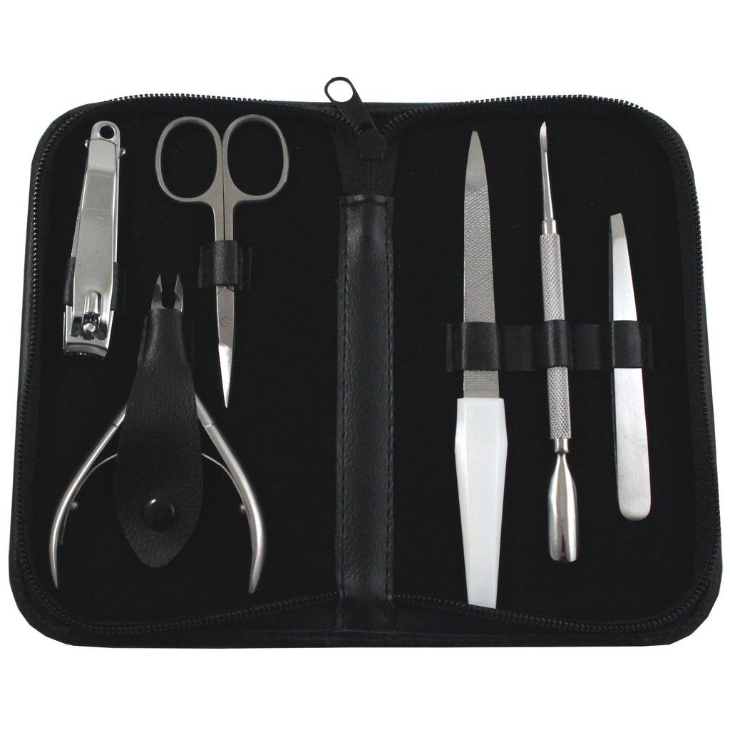 6-Piece Manicure and Pedicure Nail Tool Set with Case - Stainless Steel