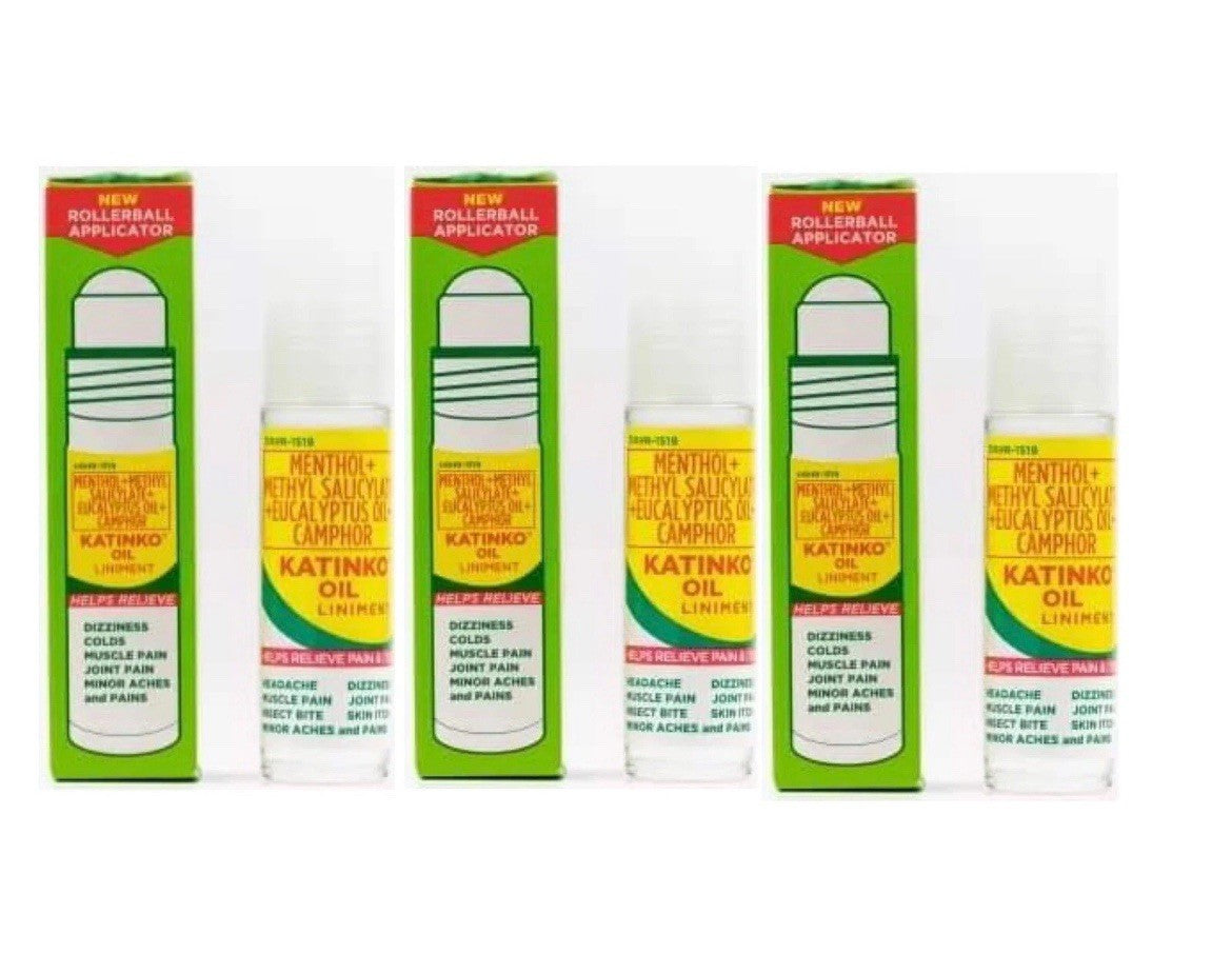 10 Pack Katinko Oil Liniment Rollerball Applicator 10ml for Pain Relief