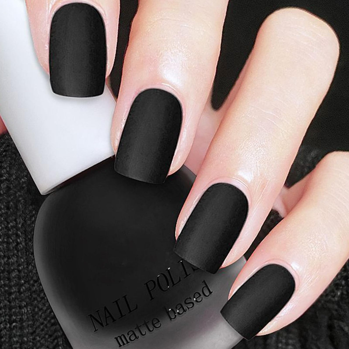 Matte Black Nail Polish Quick Dry Vegan for Men & Women - Velvet Gel Finish