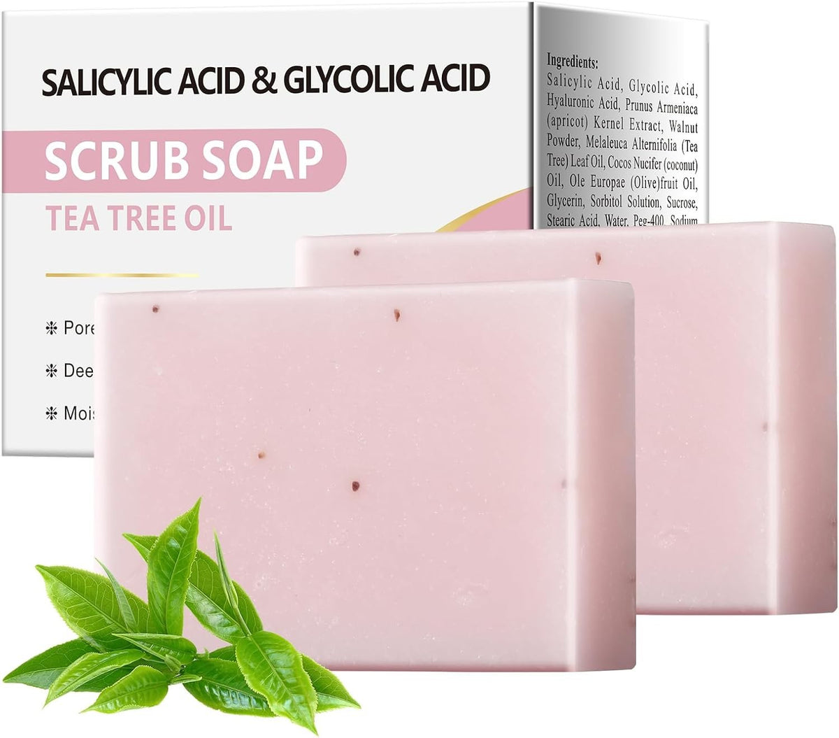 Salicylic Acid Facial & Body Exfoliating Soap Bar with Glycolic & Tea Tree