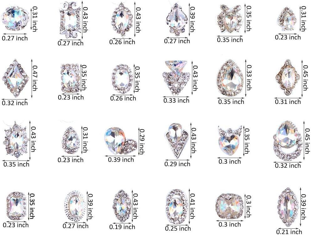 Crystal AB Nail Charms Set - 48PCS Sparkling Rhinestones for Nail Art