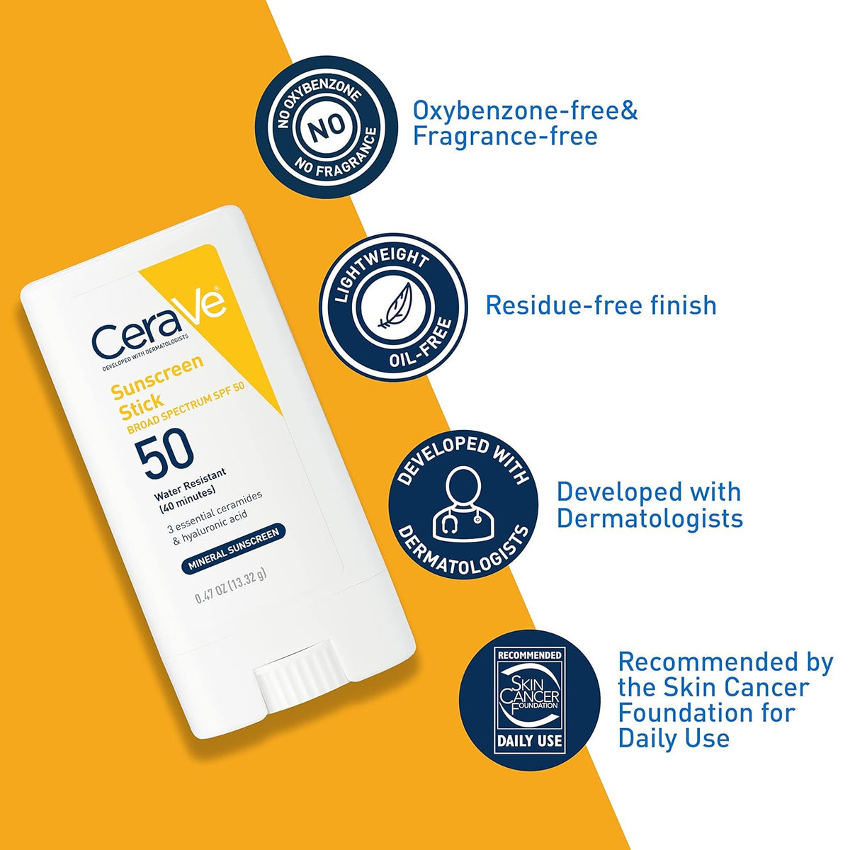 Mineral Sunscreen Stick SPF 50 with Hyaluronic Acid & Ceramides - Broad Spectrum SPF