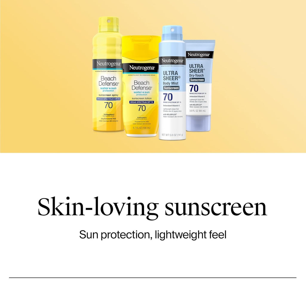 Broad Spectrum SPF 70 Sunscreen Lotion for Face & Body - Water-Resistant, Oil-Free, 6.7 fl oz