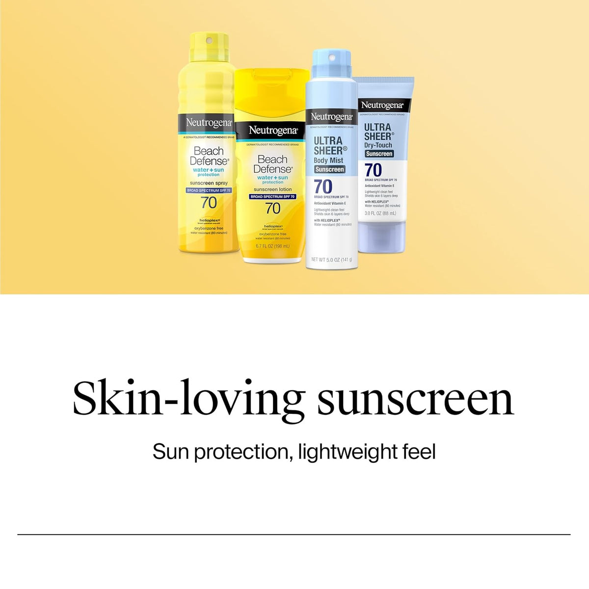Broad Spectrum SPF 70 Sunscreen Lotion for Face & Body - Water-Resistant, Oil-Free, 6.7 fl oz