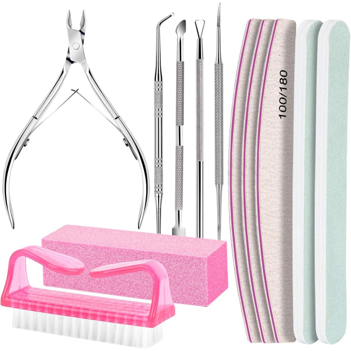 Professional Nail Care Kit with Files Buffer Cuticle Nippers & Tools