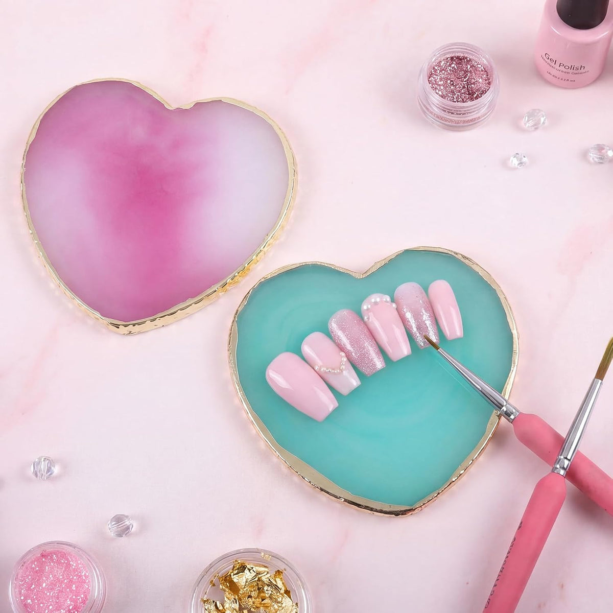 Resin Nail Art Palette Set - 2 Colors, Mixing & Display Boards