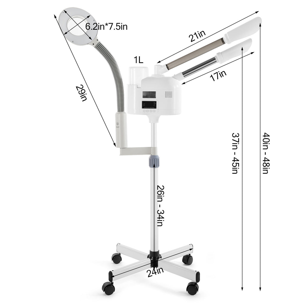 Hot Cold Facial Steamer with Magnifying Lamp & Ozone for Skin Care Salon & Home