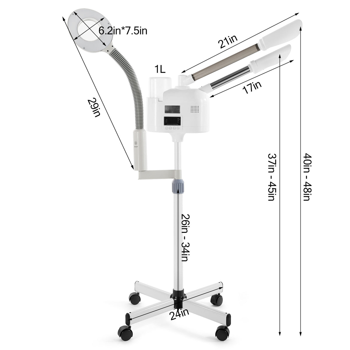 Hot Cold Facial Steamer with Magnifying Lamp & Ozone for Skin Care Salon & Home